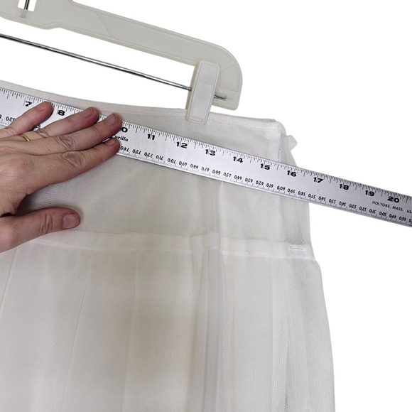 Lilith White Tulle Skirt L Midi Tie Zip Waist A Line Layered Party Wedding Guest - Picture 8 of 16